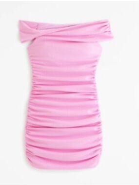 Abercrombie & Fitch Pink Off-The-Shoulder Twist Ruched Mini